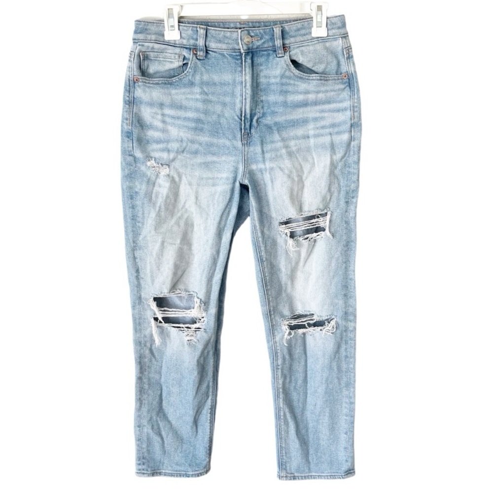 American Eagle Jeans Women's 8 AE Stretch Ripped Mom Straight Leg Jean - Picture 1 of 9